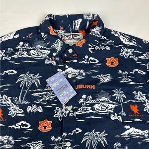 NWT Reyn Spooner Hawaiian Shirt Mens XL Auburn University Allover Print